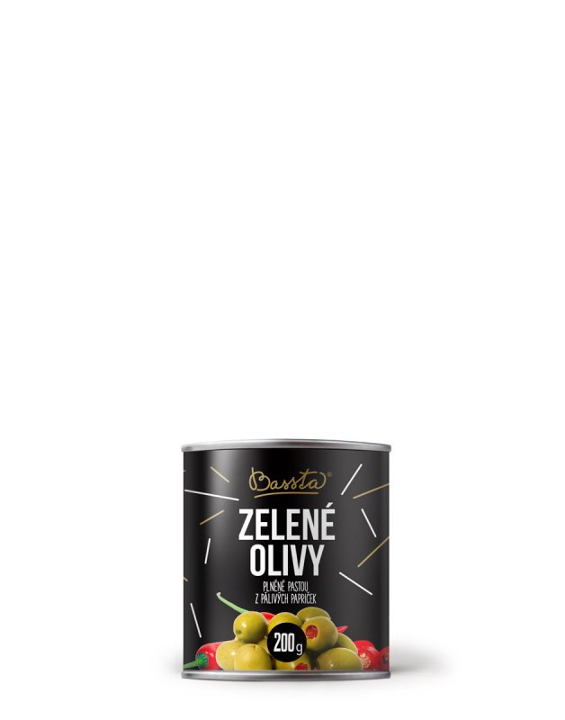 Zelené olivy plněné pastou z pálivé papričky 200 g
