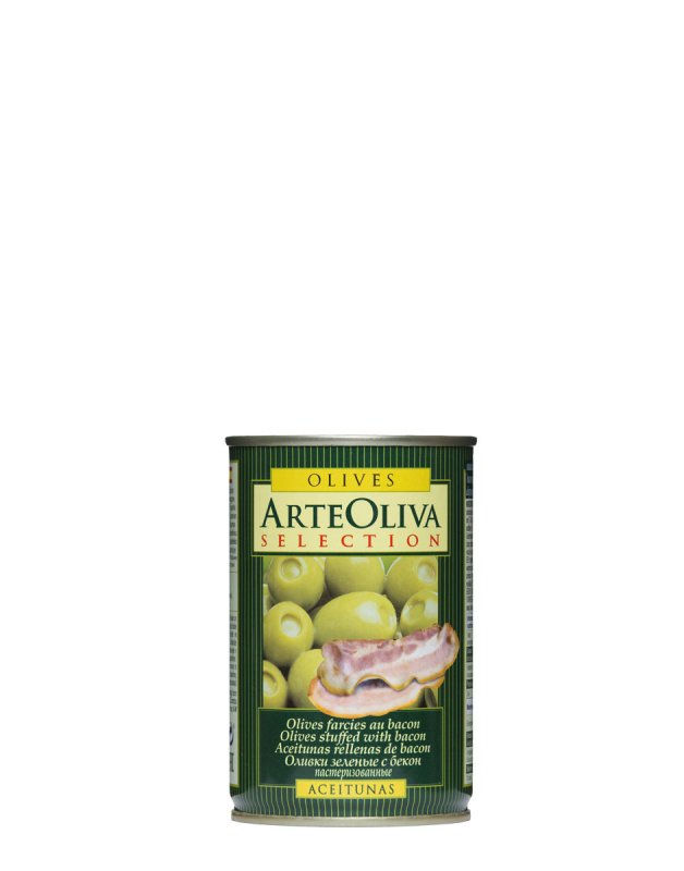 Zelené olivy se slaninou 300 g